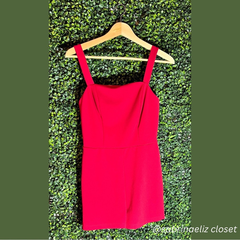 Red Sleeveless Square-Neck Romper